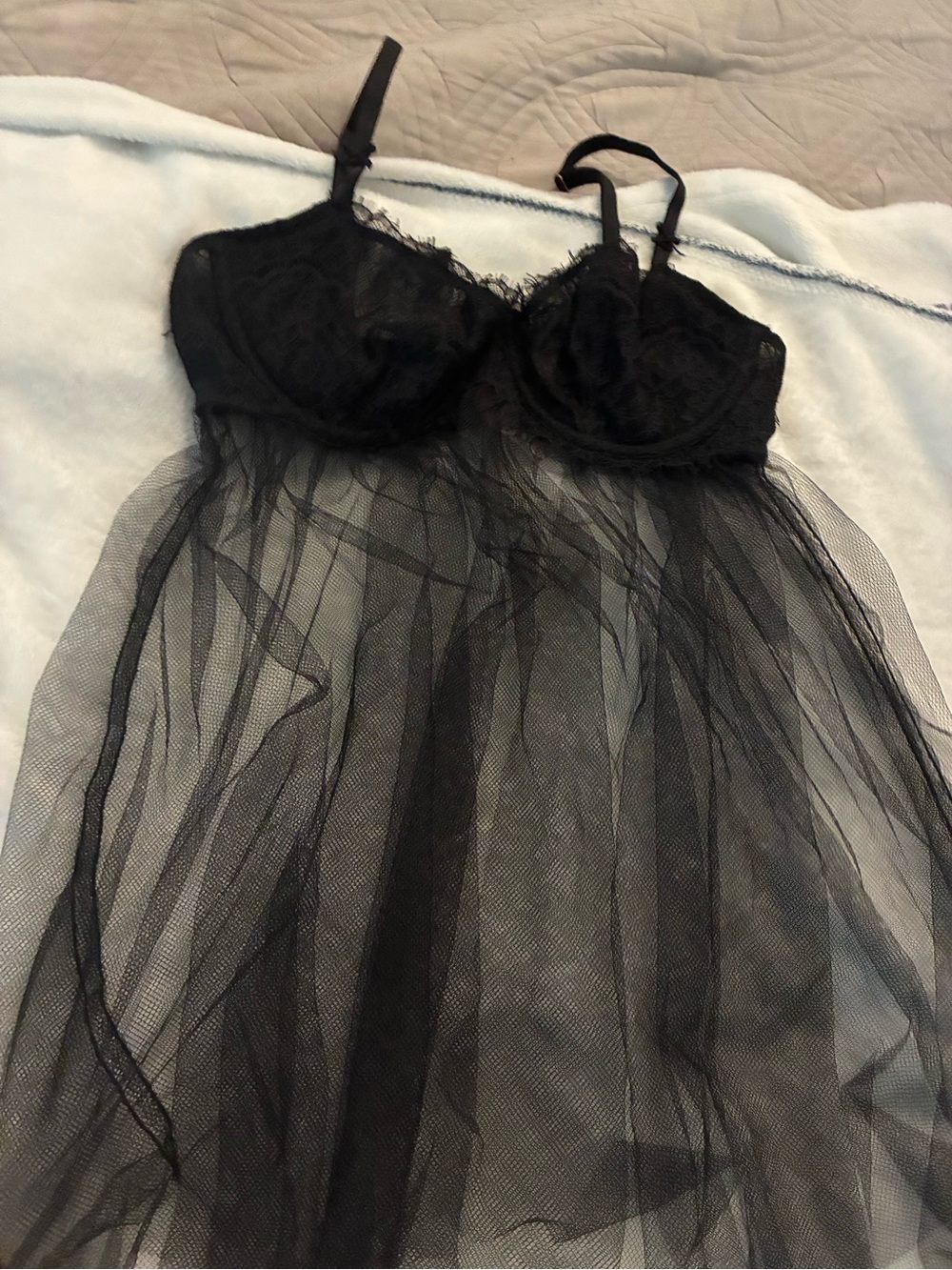 Victoria's Secret Black Lace Babydoll Chemise